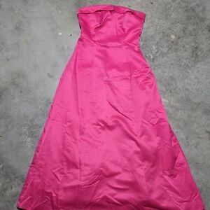 Elegant Pink Strapless Prom Dress